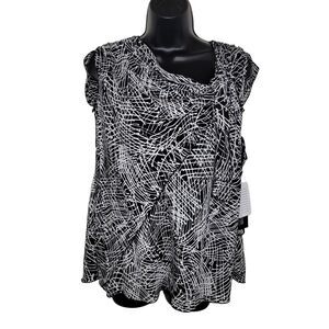 Jones New York Nwt Venice silk black blouse top size 24w